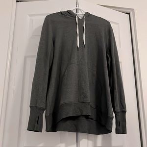 Lightweight grey hoodie with tumb holes